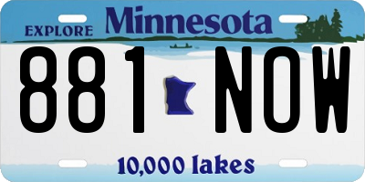 MN license plate 881NOW