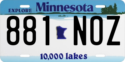 MN license plate 881NOZ