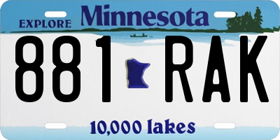 MN license plate 881RAK
