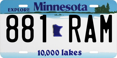 MN license plate 881RAM