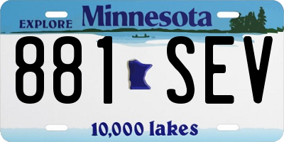 MN license plate 881SEV