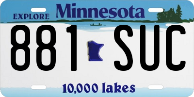 MN license plate 881SUC