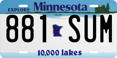 MN license plate 881SUM