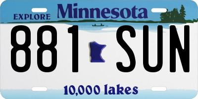 MN license plate 881SUN