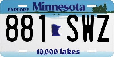 MN license plate 881SWZ
