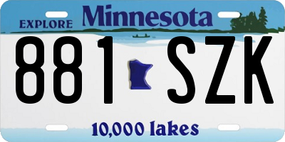 MN license plate 881SZK