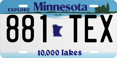MN license plate 881TEX