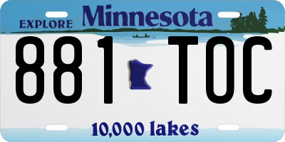 MN license plate 881TOC