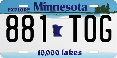 MN license plate 881TOG
