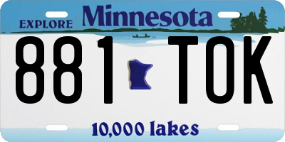 MN license plate 881TOK