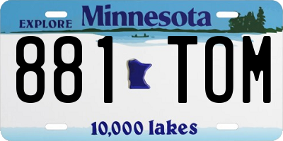 MN license plate 881TOM
