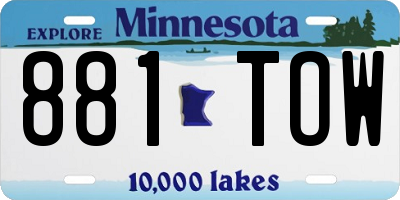 MN license plate 881TOW