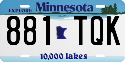 MN license plate 881TQK