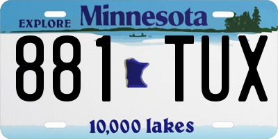 MN license plate 881TUX