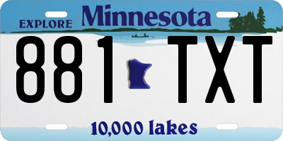 MN license plate 881TXT