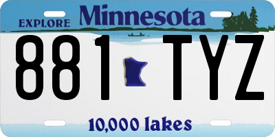 MN license plate 881TYZ