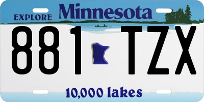MN license plate 881TZX