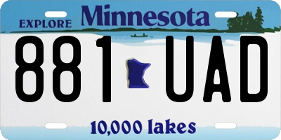 MN license plate 881UAD