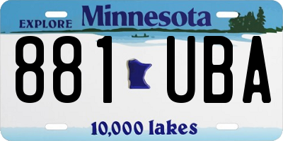 MN license plate 881UBA