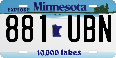 MN license plate 881UBN