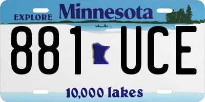 MN license plate 881UCE