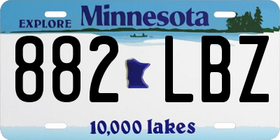 MN license plate 882LBZ