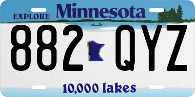 MN license plate 882QYZ