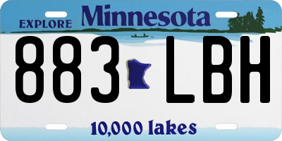MN license plate 883LBH