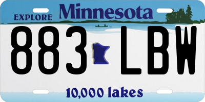 MN license plate 883LBW