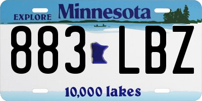 MN license plate 883LBZ