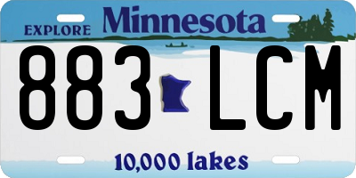 MN license plate 883LCM