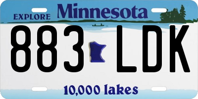 MN license plate 883LDK