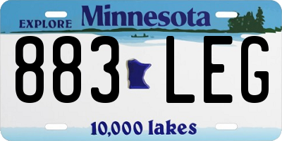 MN license plate 883LEG