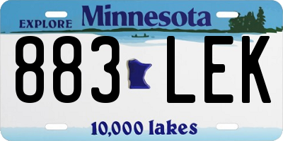 MN license plate 883LEK