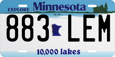 MN license plate 883LEM