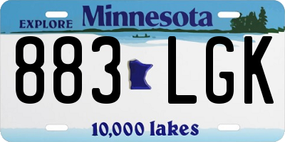 MN license plate 883LGK