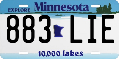 MN license plate 883LIE
