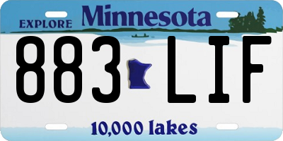 MN license plate 883LIF