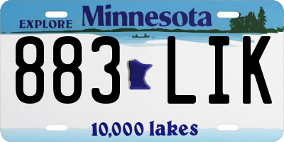 MN license plate 883LIK