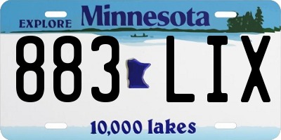 MN license plate 883LIX
