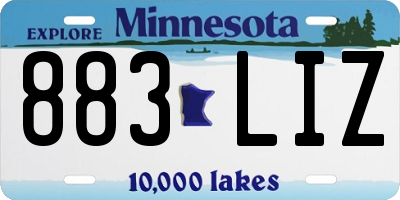 MN license plate 883LIZ