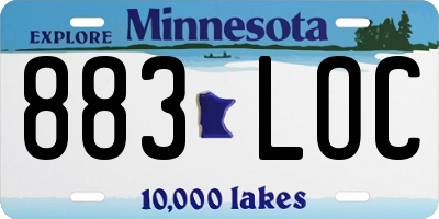 MN license plate 883LOC