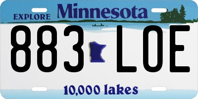 MN license plate 883LOE
