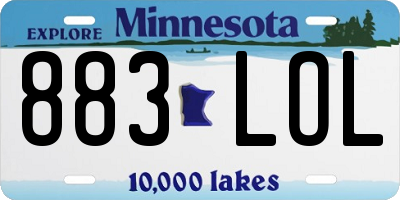 MN license plate 883LOL