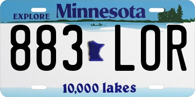 MN license plate 883LOR