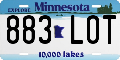 MN license plate 883LOT