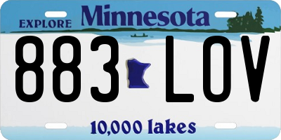 MN license plate 883LOV