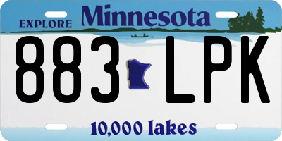 MN license plate 883LPK