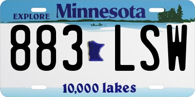 MN license plate 883LSW