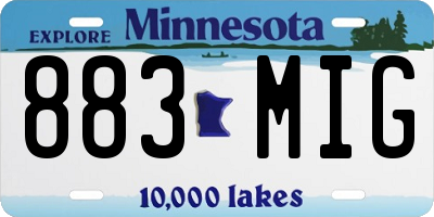 MN license plate 883MIG